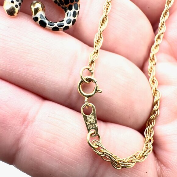 Womens Necklace 14K Gold Enamel Spotted Leopard Cougar Pendant Cheetah Cat - Picture 6 of 9